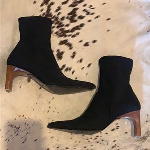 Gucci sock boot with wooden lacquer heel